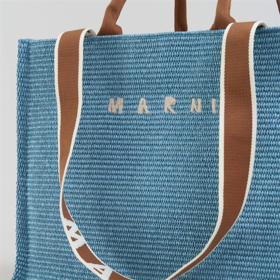 Marni Large Raffia Tote Bag, Opal/Moca 